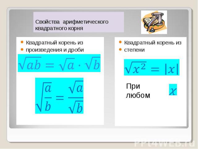 Квадратный корень из Квадратный корень из произведения и дроби