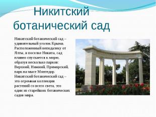 Никитский ботанический сад – удивительный уголок Крыма. Расположенный неподалеку