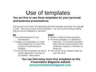 Use of templates