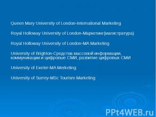 Queen Mary University of London-International Marketing Queen Mary University of