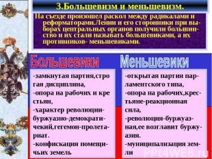 На съезде произошел раскол между радикалами и реформаторами.Ленин и его сторонни