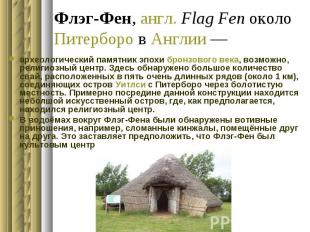 Флэг-Фен, англ. Flag Fen около Питерборо в Англии&nbsp;— археологический памятни