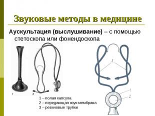 Аускультация (выслушивание) – с помощью стетоскопа или фонендоскопа Аускультация