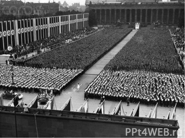 Среди всех торжественных нацистских мероприятий самым пышным и зрелищным стала берлинская Олимпиада 1936 года. Среди всех торжественных нацистских мероприятий самым пышным и зрелищным стала берлинская Олимпиада 1936 года.