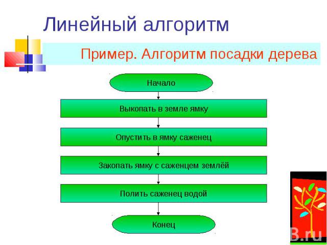 Пример. Алгоритм посадки дерева Пример. Алгоритм посадки дерева