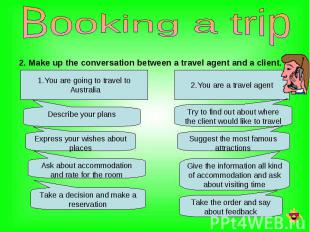 2. Make up the conversation between a travel agent and a client. 2. Make up the