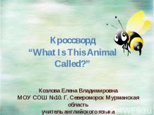КРОССВОРД “WHAT IS THIS ANIMAL CALLED"