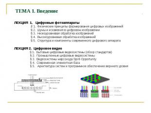 ЛЕКЦИЯ 1. Цифровые фотоаппараты § 1. Физические принципы формирования цифровых и