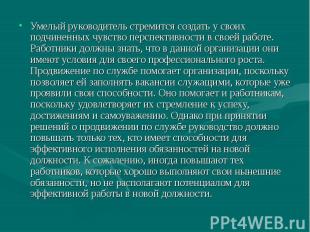 Умелый руководитель стремится создать у своих подчиненных чувство перспективност