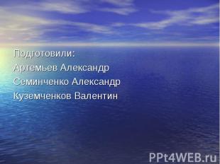 Подготовили: Подготовили: Артемьев Александр Семинченко Александр Куземченков Ва