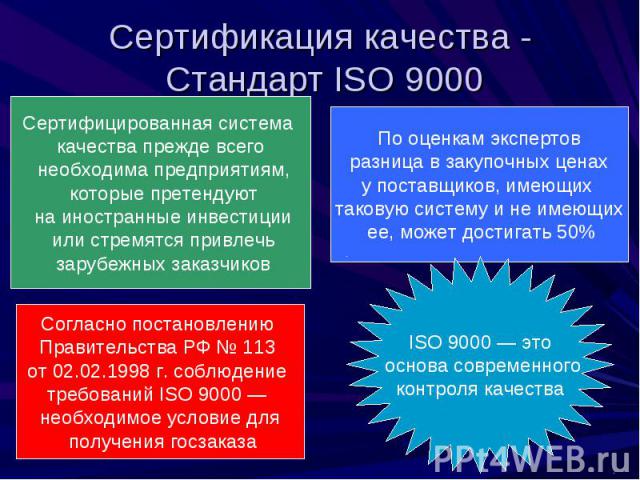 Сертификация качества - Стандарт ISO 9000