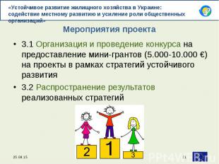 3.1 Организация и проведение конкурса на предоставление мини-грантов (5.000-10.0