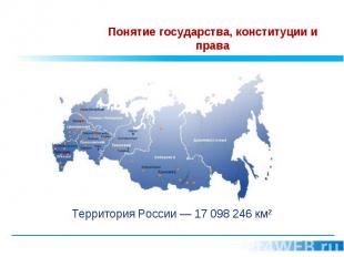 Территория России — 17 098 246 км² Территория России — 17 098 246 км²