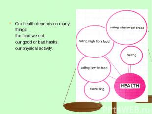 Our health depends on many Our health depends on many things: the food we eat, o