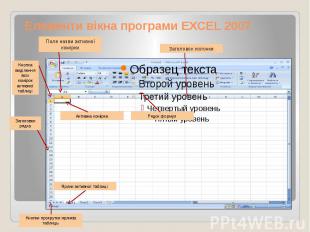 Елементи вікна програми EXCEL 2007