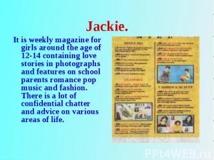 It is weekly magazine for girls around the age of 12-14 containing love stories