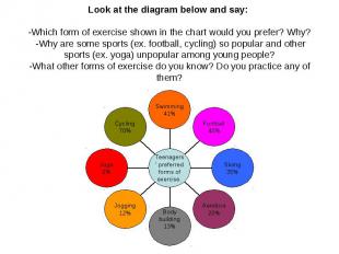 Look at the diagram below and say: -Which form of exercise shown in the chart wo