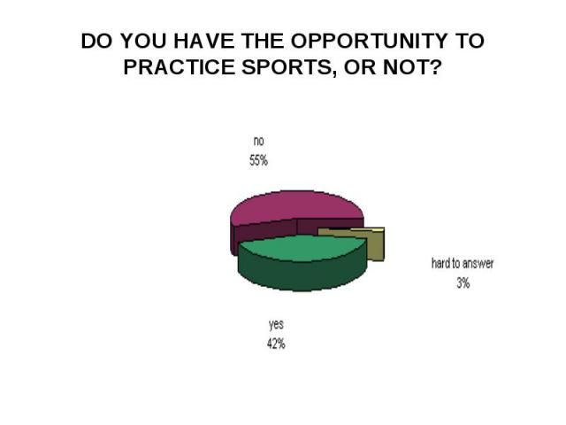 DO YOU HAVE THE OPPORTUNITY TO PRACTICE SPORTS, OR NOT?