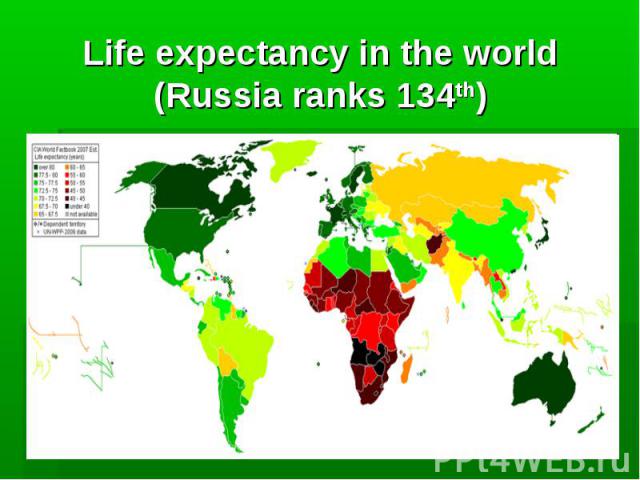 Life expectancy in the world (Russia ranks 134th)