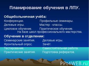 Планирование обучения в ЛПУ. Общебольничная учёба: Конференции. Профильные семин