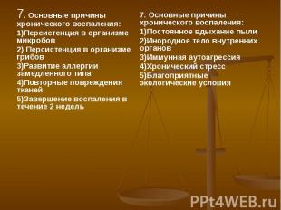 7. Основные причины хронического воспаления: 7. Основные причины хронического во