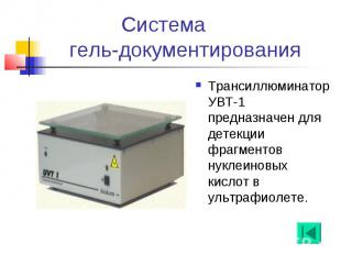 Система гель-документирования Трансиллюминатор УВТ-1 предназначен для детекции ф