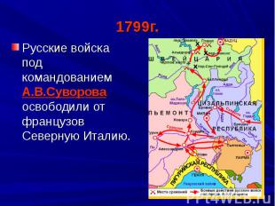 Русские войска под командованием А.В.Суворова освободили от французов Северную И