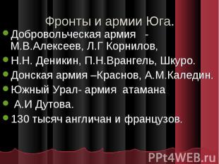 Добровольческая армия - М.В.Алексеев, Л.Г Корнилов, Добровольческая армия - М.В.