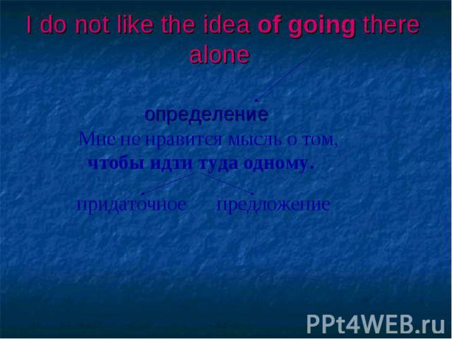 I do not like the idea of going there alone определение