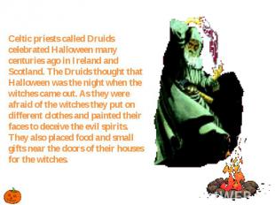 Celtic priests called Druids celebrated Halloween many centuries ago in Ireland