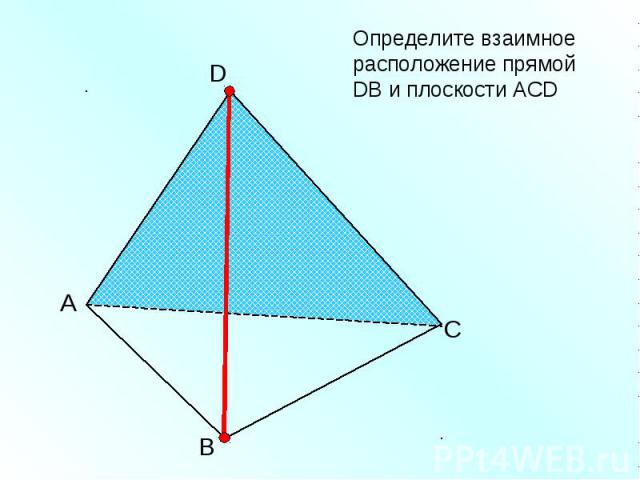Определите взаимное расположение прямой DВ и плоскости АСD