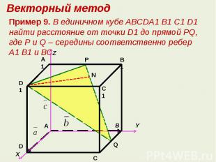 Векторный методПример 9. В единичном кубе ABCDA1 B1 C1 D1 найти расстояние от то