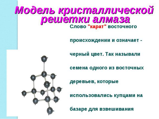 Модель кристаллической решетки алмазаСлово 