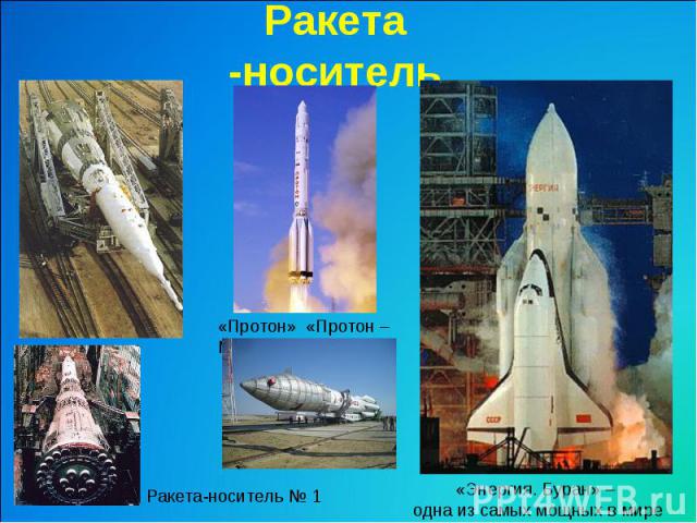 Ракета -носитель«Протон» «Протон – М М»Ракета-носитель № 1«Энергия. Буран» – одна из самых мощных в мире