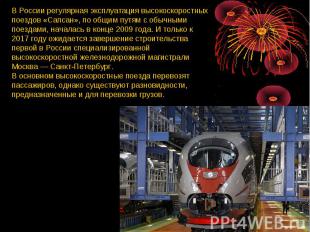 В России регулярная эксплуатация высокоскоростных поездов «Сапсан», по общим пут