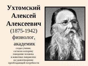 Ухтомский Алексей Алексеевич(1875-1942)физиолог, академиксоздал учение, согласно