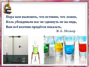 Пора нам выяснить, что истинно, что ложно,Коль убежденьем вас не сдвинуть не на