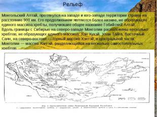 РельефМонгольский Алтай, протянулся на западе и юго-западе территории страны на