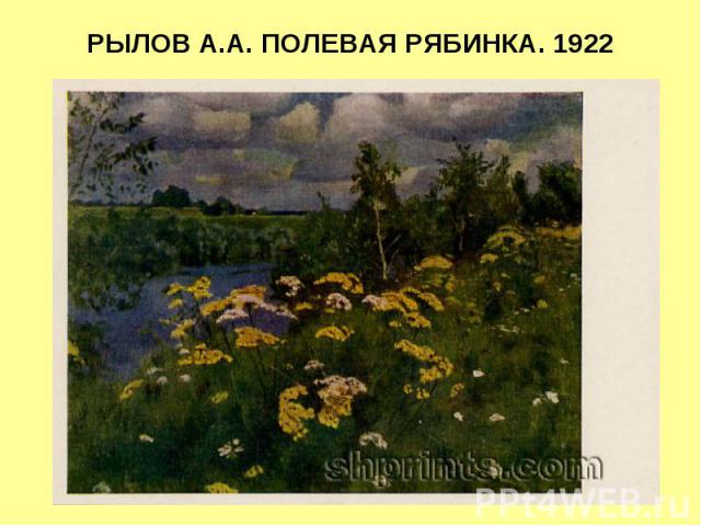 РЫЛОВ А.А. ПОЛЕВАЯ РЯБИНКА. 1922
