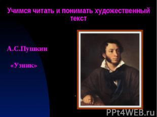 Учимся читать и понимать художественный текст А.С.Пушкин «Узник»