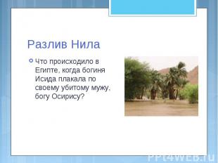 Разлив Нила Что происходило в Египте, когда богиня Исида плакала по своему убито