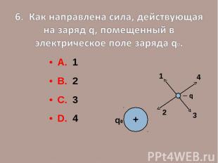 6. Как направлена сила, действующая на заряд q, помещенный в электрическое поле