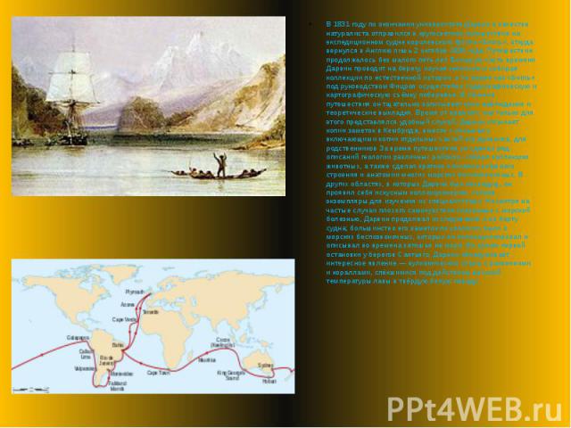 В 1831 году по окончании университета Дарвин в качестве натуралиста отправился в кругосветное путешествие на экспедиционном судне королевского флота «Бигль», откуда вернулся в Англию лишь 2 октября 1836 года. Путешествие продолжалось без малого пять…